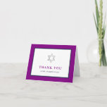 Classic Purple and Dark Blue | Bar Mitzvah Thank You Card<br><div class="desc">These simple and modern Bar Mitzvah or Bat Mitzvah thank you cards feature a dark blue and purple border,  with elegant matching text and a silver Star of David.</div>