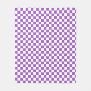 Classic Purple and White Chequered Pattern Fleece Blanket