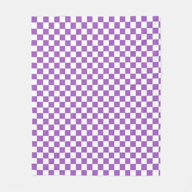 Classic Purple and White Chequered Pattern Fleece Blanket (Front)