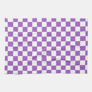 Classic Purple and White Chequered Pattern Kitchen Towel
