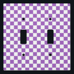 Classic Purple and White Chequered Pattern Light Switch Cover<br><div class="desc">Purple and White Chequered Pattern. Simple geometric shapes. Minimalistic design.</div>