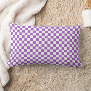 Classic Purple and White Chequered Pattern Lumbar Pillow