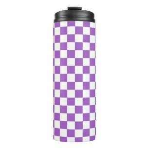 Classic Purple and White Chequered Pattern Thermal Tumbler