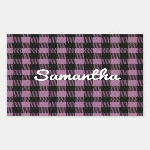 Classic Purple Buffalo Check Plaid Personalized Sticker