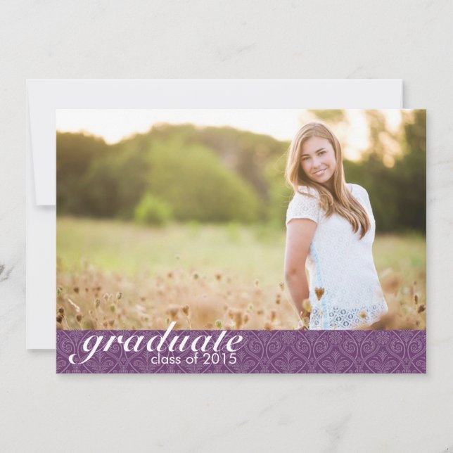 Classic Purple Graduation Announcement - Invite (Front)