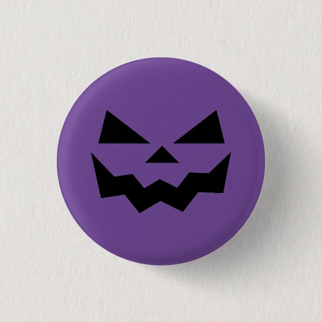 Classic Purple Jack-o-lantern pumpkin face smiling 1 Inch Round Button (Front)