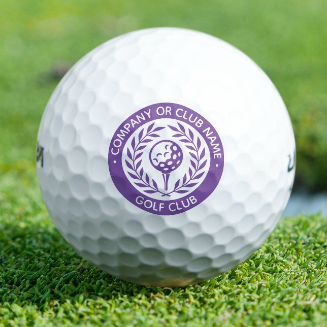 Classic Purple Laurel Wreath Logo Custom Name Golf Balls (Creator Uploaded)