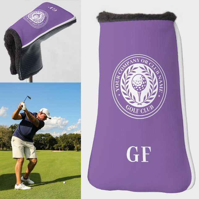 Classic Purple Laurel Wreath Name Monogram Putter Golf Head Cover (Creator Uploaded)