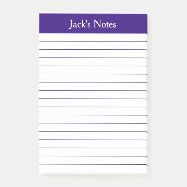 Classic Purple Lined Personalized Post-it Notes (Front)