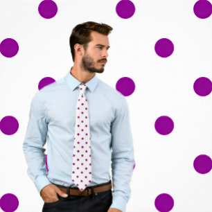 Classic Purple Polka Dot Pattern on White Tie