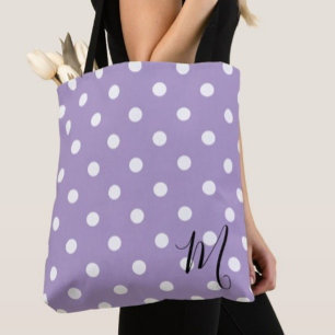 Classic Purple Polka Dots Pattern Shopping Tote Bag