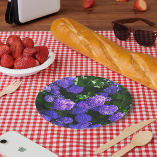 Classic Purple Realistic Hydrangea Paper Plate