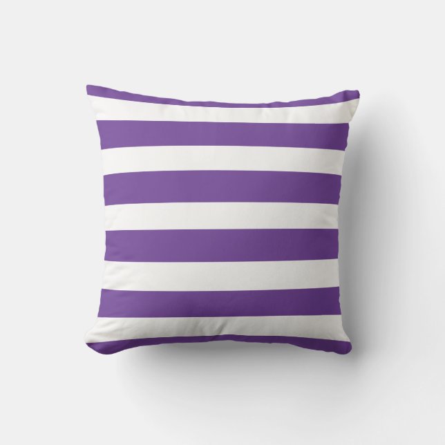 Classic purple white strips throw pillow (Front)