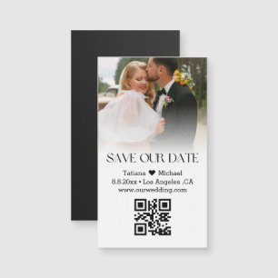 classic qr code save the date faded photo magnet