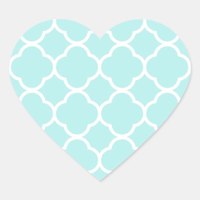 Classic Quatrefoil Moroccan Pattern Heart Sticker (Front)