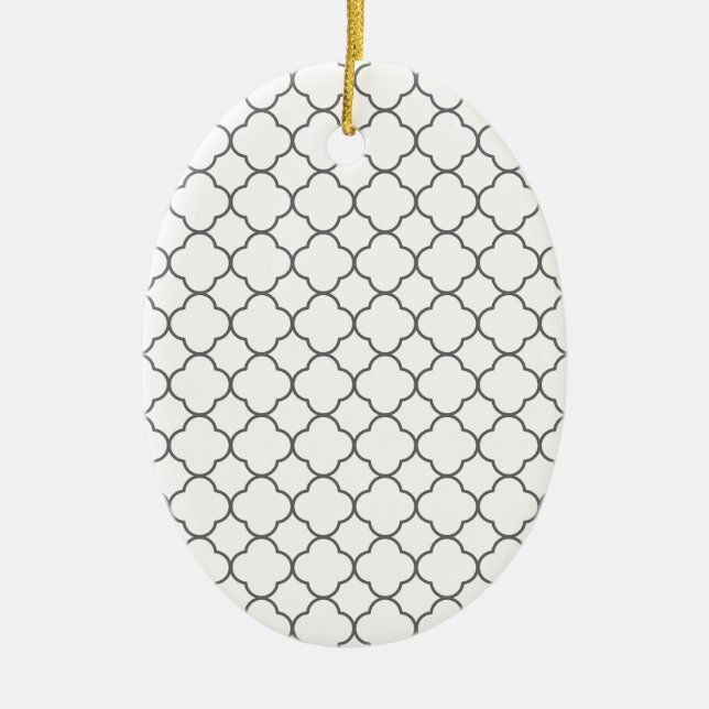 Classic Quatrefoil Pattern Ceramic Ornament (Front)