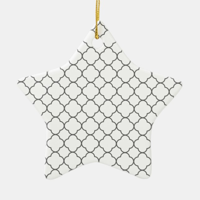 Classic Quatrefoil Pattern Ceramic Ornament (Front)