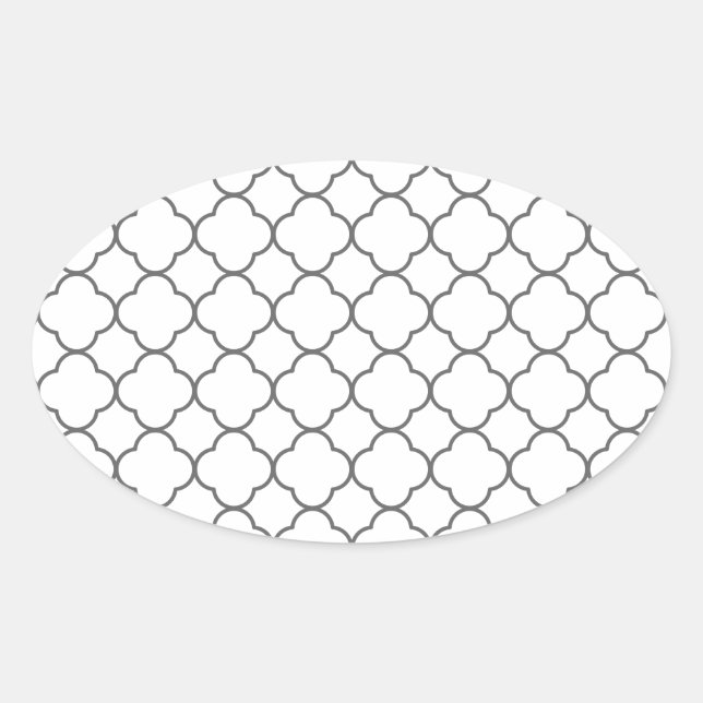 Classic Quatrefoil Pattern Oval Sticker (Front)