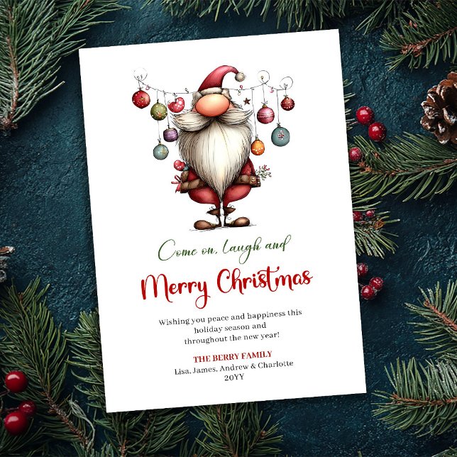 Classic Quirky Santa Red Green Christmas Greeting Holiday Card (Classic Quirky Santa Red Green Christmas Greeting)