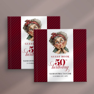 Classic Quirky Woman 50th Birthday Whimsical   Guest Book