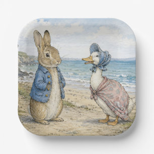 Classic Rabbit and Duck by the Seaside Paper Plate