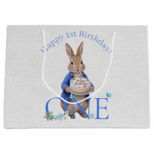Classic Rabbit Birthday Cake First Birthday Large Gift Bag