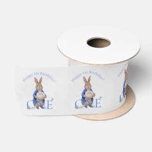 Classic Rabbit Birthday Cake First Birthday Satin Ribbon
