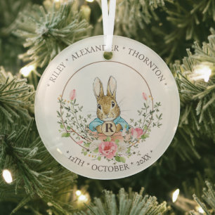 Classic Rabbit Birthday Glass Ornament