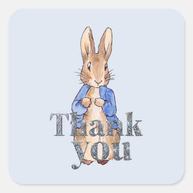 Classic Rabbit blue jacket Thank you Square Sticker (Front)