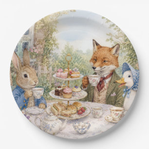 Classic Rabbit Duck Fox Afternoon Tea Time Paper Plate