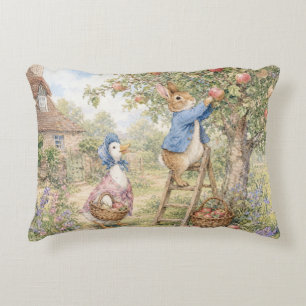 Classic Rabbit Duck picking apples Accent Pillow