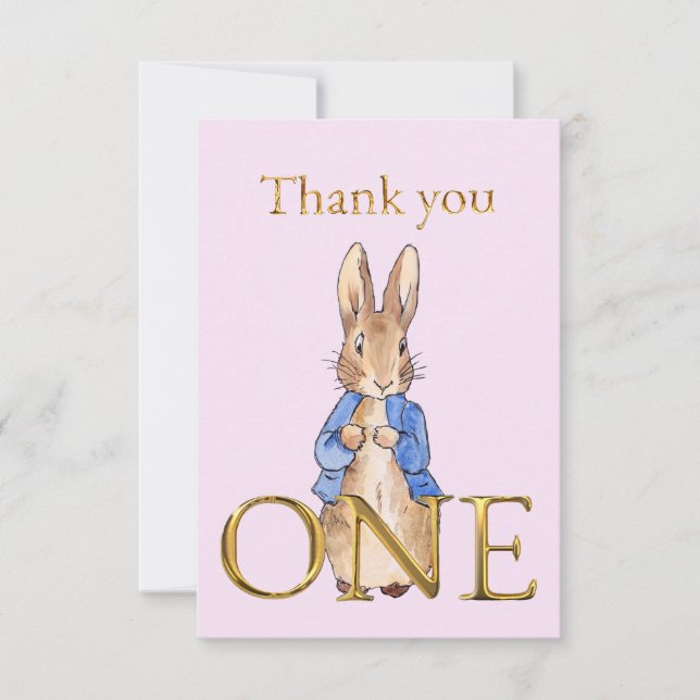 Classic Rabbit First birthday Thank you  Card (Front)