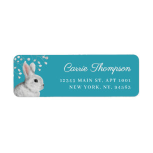 Classic Rabbit & Florals Robin's Blue Address