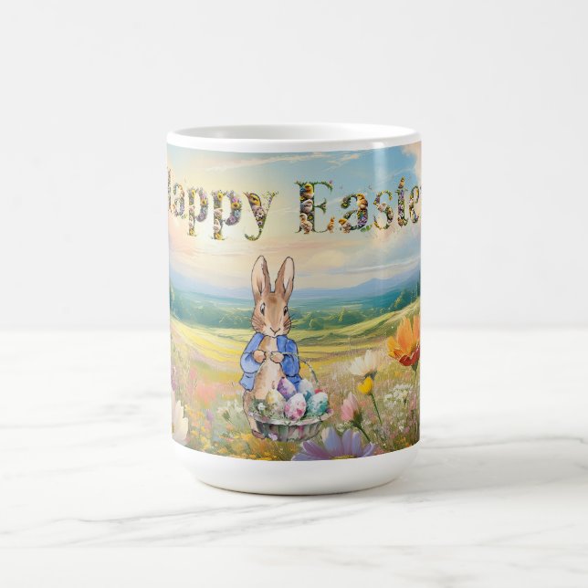 Classic Rabbit Happy Easter  Coffee Mug (Center)