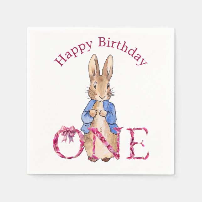 Classic Rabbit in blue jacket Napkin (Front)