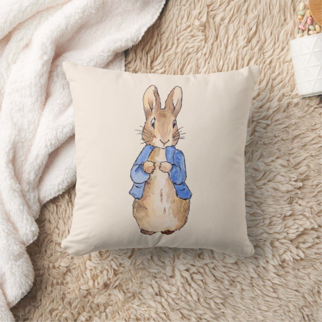 Classic rabbit in blue jacket throw pillow (Blanket)