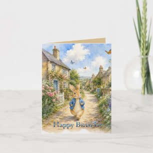 Classic Rabbit in English Country Happy Birthday Card