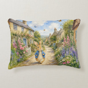 Classic Rabbit in English Country Town Accent Pillow