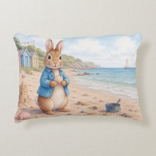 Classic Rabbit on a sandy beach Accent Pillow