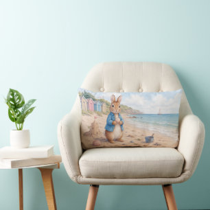 Classic Rabbit on a sandy beach Lumbar Pillow