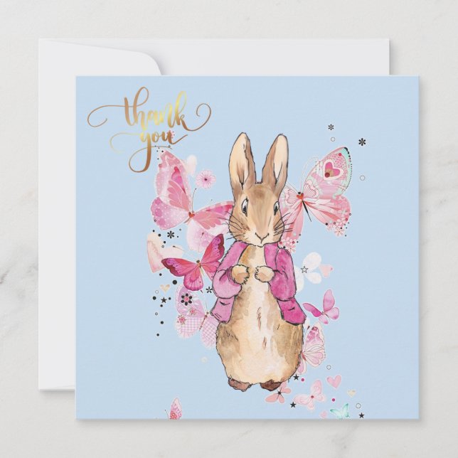Classic rabbit pink jacket Thank you Card (Front)