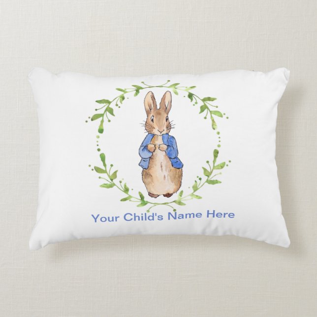 Classic Rabbit with Child's Name  Accent Pillow (Front)