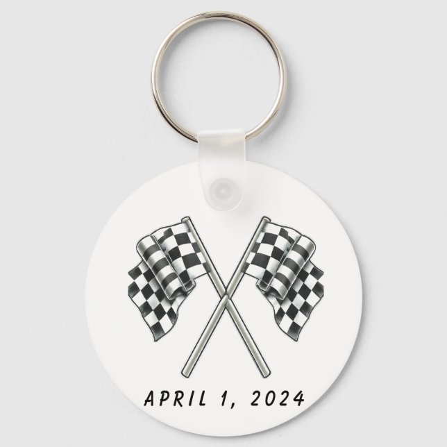 Classic Race Car Baby Boy Cruisin' In Shower Keychain (Back)