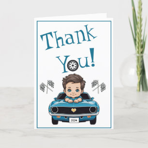 Classic Race Car Baby shower Merci Cartes