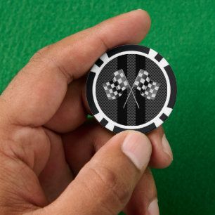 Classic Racing Flags Stripes in Carbon Fibre Style Poker Chips