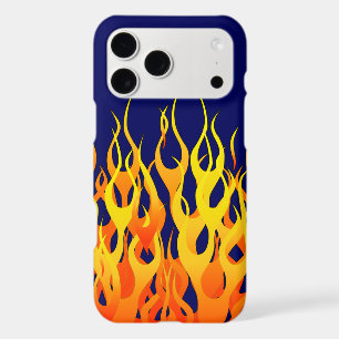 Classic Racing Flames Fire on Navy Blue