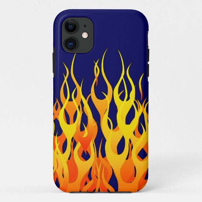 Classic Racing Flames Fire on Navy Blue Case-Mate iPhone Case (Back)