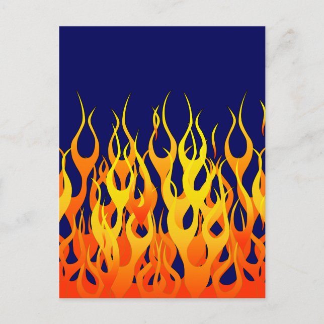 Classic Racing Flames Fire on Navy Blue Decor Postcard (Front)