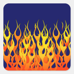 Classic Racing Flames Fire on Navy Blue Decor Square Sticker