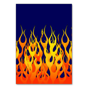 Classic Racing Flames Fire on Navy Blue Table Number